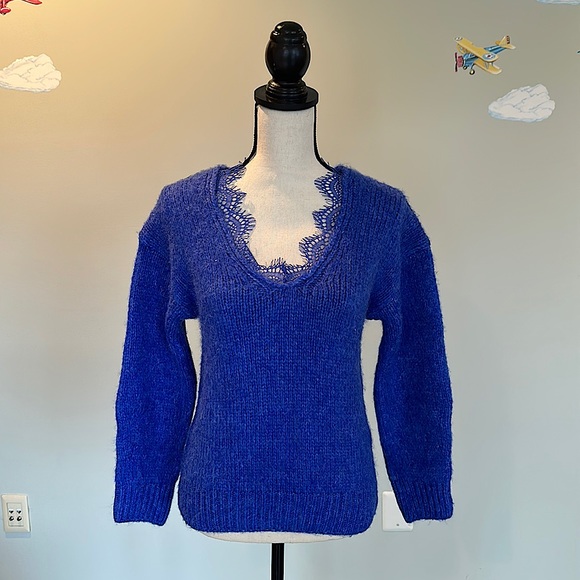 Zara Sweaters - * ZARA Blue Long-Sleeve Knitted Wool Blend Sweater